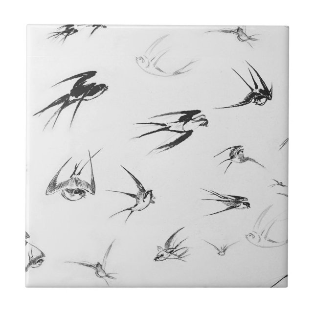 Retro Swallow Bird Nature Animal Ceramic Tile (Front)