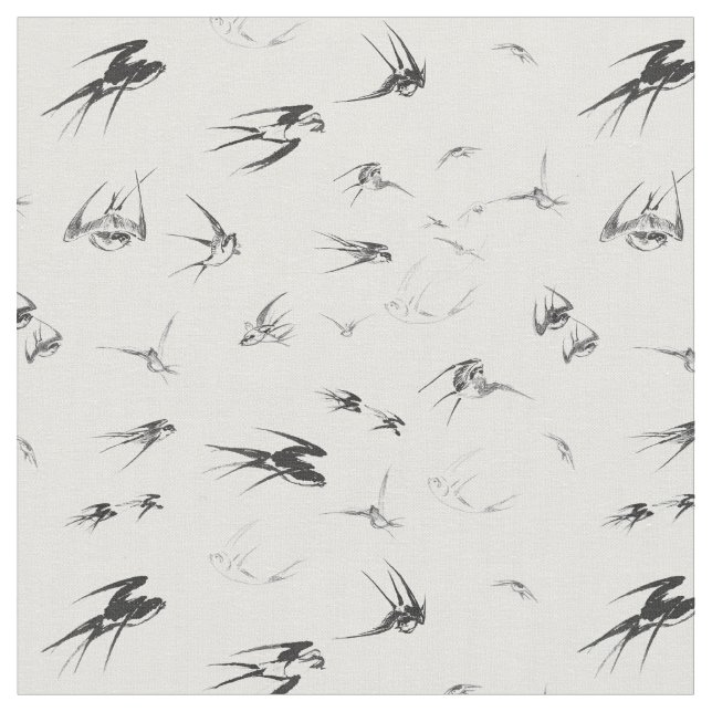 Retro Swallow Bird Nature Animal Fabric (Close Up)