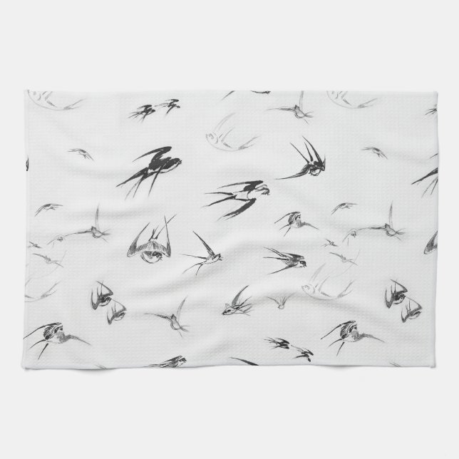 Retro Swallow Bird Nature Animal Tea Towel (Horizontal)