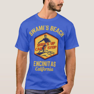 Retro Swamis Beach Encinitas California Gold Text  T-Shirt
