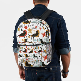 Retro Swanky Black Cat in Atomic MCM Backpack