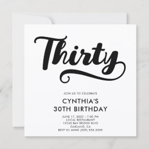 Retro Swash Bold Script 30th Birthday Invitation
