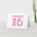 Retro Sweet 16 Card<br><div class="desc">Celebrate her sixteenth birthday with our retro,  1970s-style,  "Sweet 16" shirt! This cute pink design is distressed for a vintage look. Accented with a pink heart.</div>