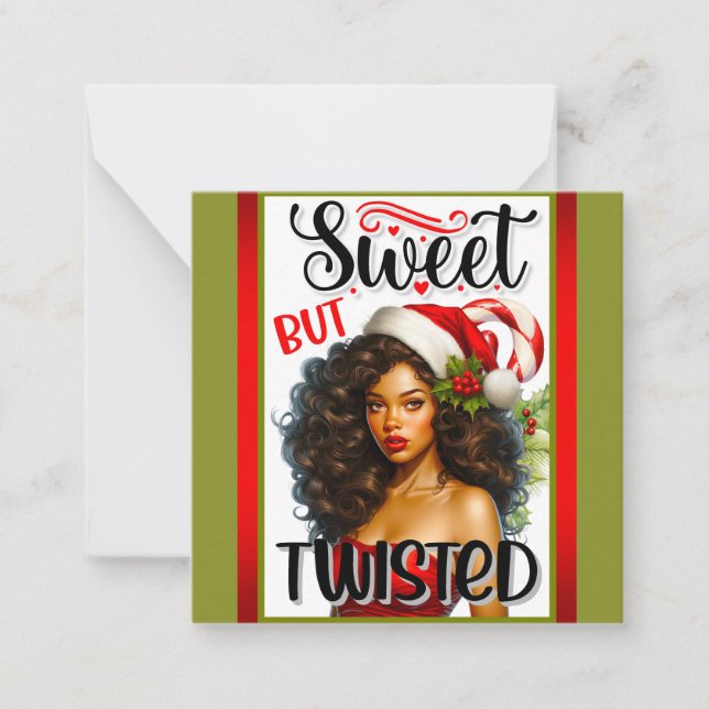 Retro Sweet but Twisted Christmas Pinup Card (Front)