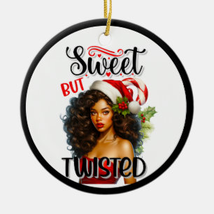 Retro Sweet but Twisted Christmas Pinup Ceramic Ornament