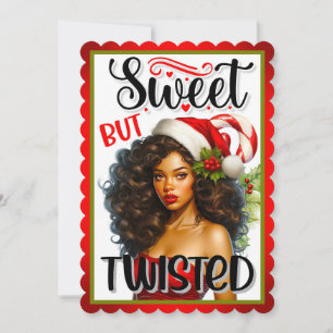 Retro Sweet but Twisted Christmas Pinup Thank You Card