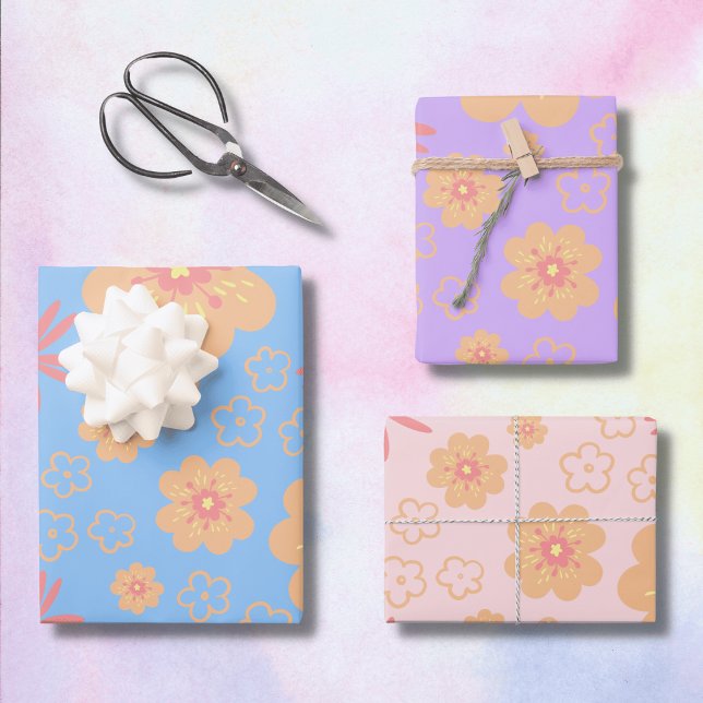Retro Sweet Floral Pattern Wrapping Paper Sheet (Creator Uploaded)