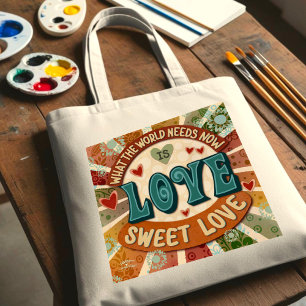 Retro Sweet Love Fun Modern Inspiring Quote Tote Bag