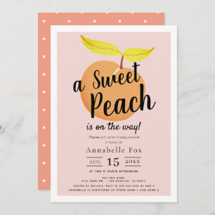 Retro Sweet Peach Baby Shower Invitation