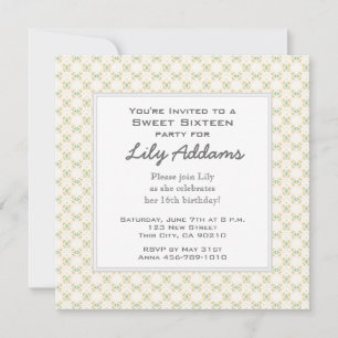 Retro Sweet Sixteen Invitation - Cream