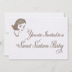 Retro Sweet Sixteen Party Invite
