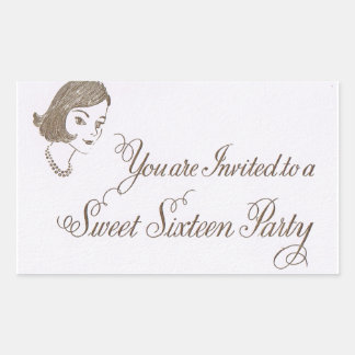 Retro Sweet Sixteen Party Invite Rectangular Sticker