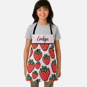 Retro Sweet Strawberry Cartoon Personalised Apron