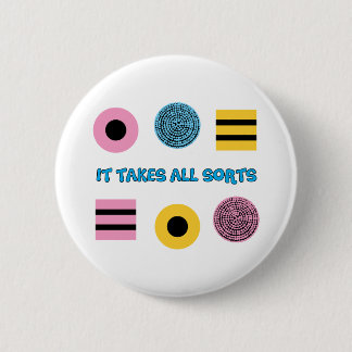 Retro Sweets design, It takes all sorts 6 Cm Round Badge
