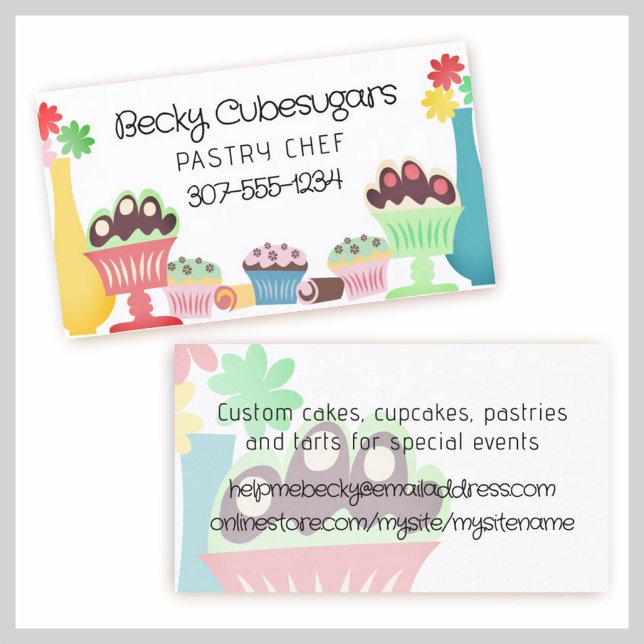 Retro sweets desserts baking bakery pastry chef business card (Creator Uploaded)