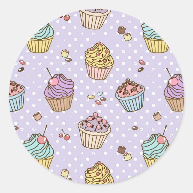Retro Sweets Pattern Classic Round Sticker (Front)