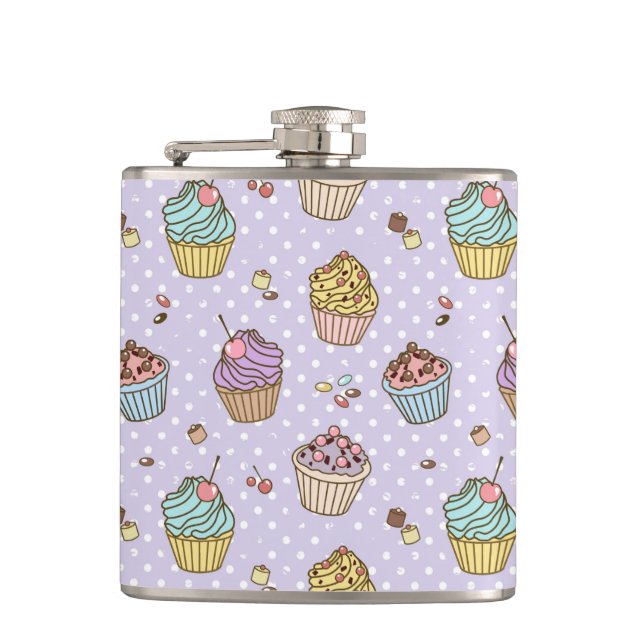 Retro Sweets Pattern Hip Flask (Front)