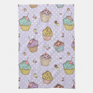 Retro Sweets Pattern Tea Towel