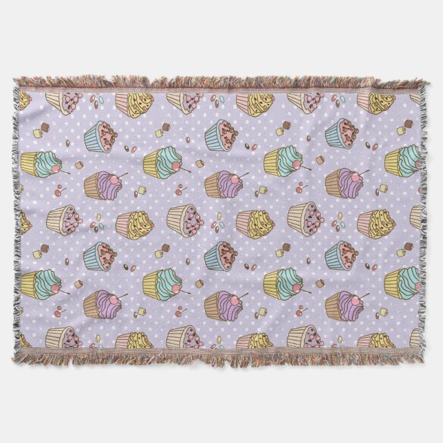 Retro Sweets Pattern Throw Blanket (Front)
