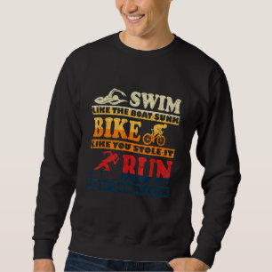 Retro Swim Bike Run Triathlon Athletic Sport Men W Sweatshirt