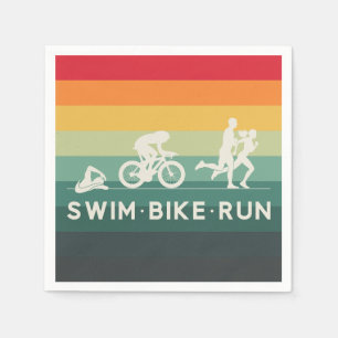 Retro Swim Bike Run Triathlon Icon Series  Napkin