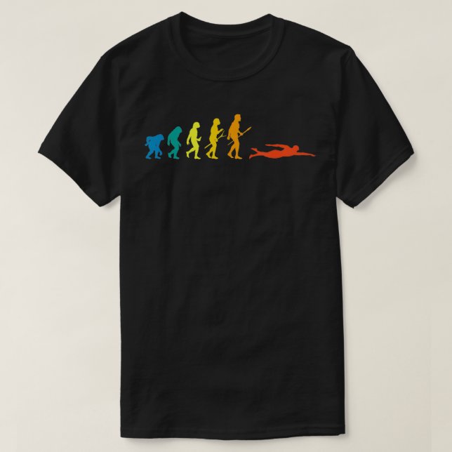 Retro Swimming Evolution For Swimmers Summer  T-Shirt (Design Front)