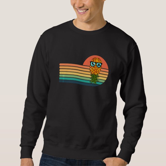 Retro Swinger Upside Down Pineapple Sunset Horizon Sweatshirt (Front)