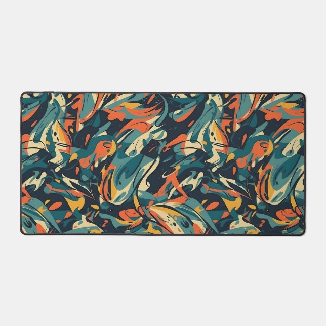 Retro Swirl Abstract Collage Desk Mat (Front)