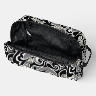 Retro Swirl Abstract Doodle in Black and White Dopp Kit