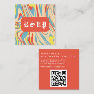 Retro Swirl Abstract QR Code Monogram Enclosure Card