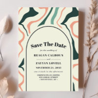 Retro Swirl Arch Mint Green Pink Save The Date