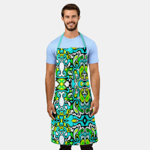 retro swirl doodle 60s 70s vintage style apron