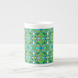 retro swirl doodle 60s 70s vintage style bone china mug