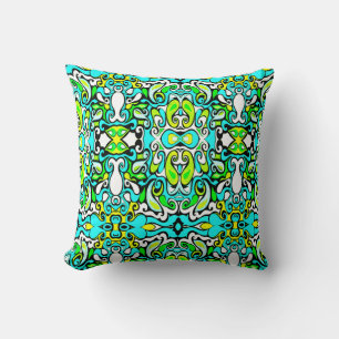 retro swirl doodle 60s 70s vintage style cushion