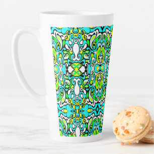 retro swirl doodle 60s 70s vintage style latte mug