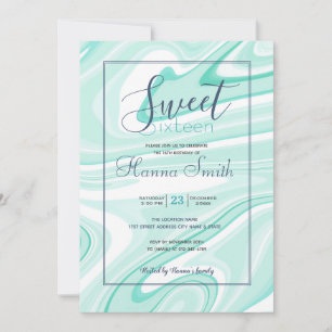 Retro Swirl Liquid Aqua Green Painting Aesthetic