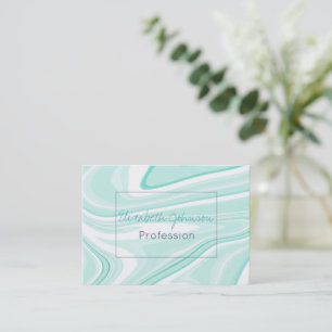 Retro Swirl Liquid Aqua Green Painting Aesthetic Business Card