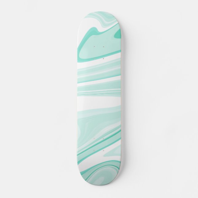 Retro Swirl Liquid Aqua Green Painting Aesthetic Skateboard (Front)