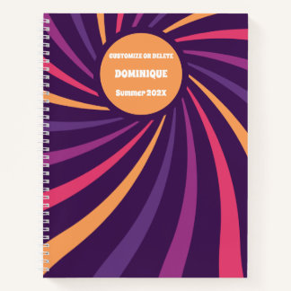 Retro Swirl Spiral Abstract Customisable Notebook