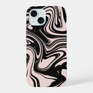 Retro Swirls Black & Beige iPhone 15 Case