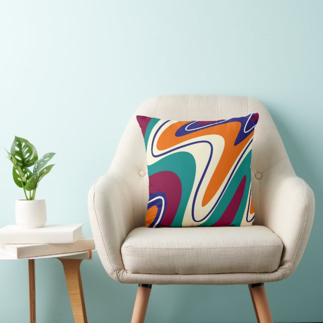 Retro Swirls - Classic 70s Style Cushion (Chair)