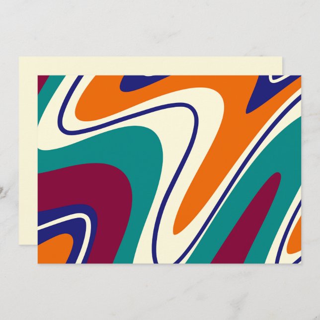 Retro Swirls - Classic 70s Style Invitation (Front/Back)