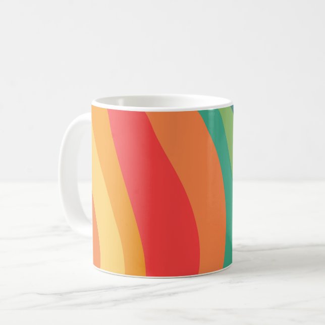 Retro swirls colourful 60s coffee mug (Front Left)