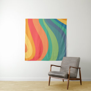 Retro swirls colourful 60s tapestry