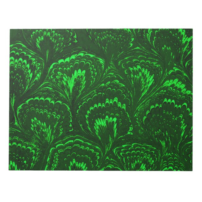 Retro Swirls Emerald Green Notepad (Front)