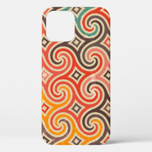 Retro swirls illustration pattern iPhone 12 case