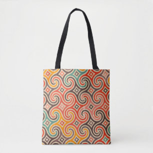 Retro swirls illustration pattern tote bag
