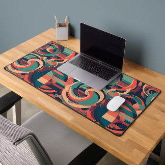 Retro Swirls in Harmonic Fusion Desk Mat