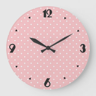 Retro Swiss dots - Shell pink Large Clock