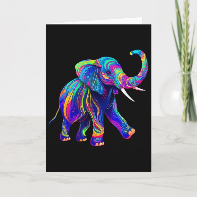 Retro Synthwave 80s 90s Elephant Trunk Up Chakra Y Card (Front)
